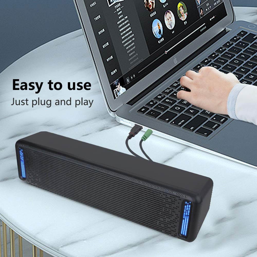 Jeecoo A50 Stereo Computer Speakers, Wired Desktop Speakers, USB Powered Computer Sound Bar for PC Laptop