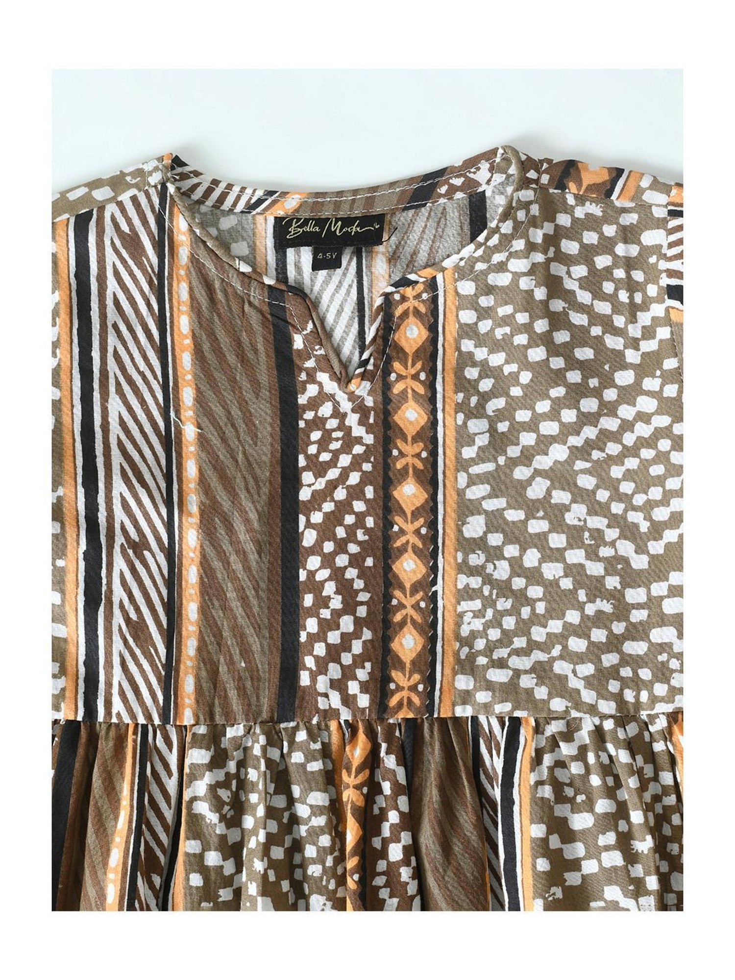 Bella Moda Kids Multicolor Printed Full Sleeves Kurti with Pants