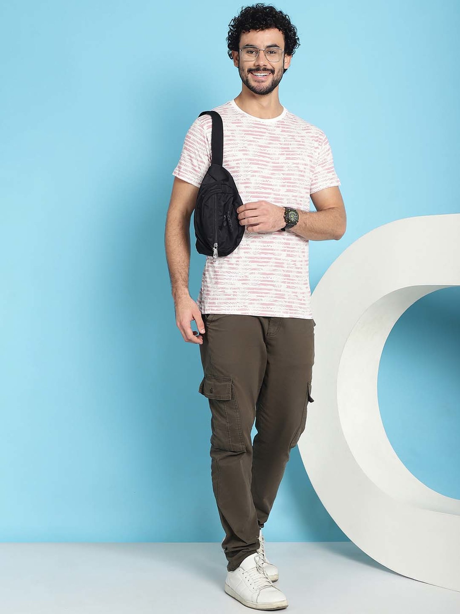 Venitian- Forbidden Clothing Rose Pink Slim Fit Printed Crew T-Shirt