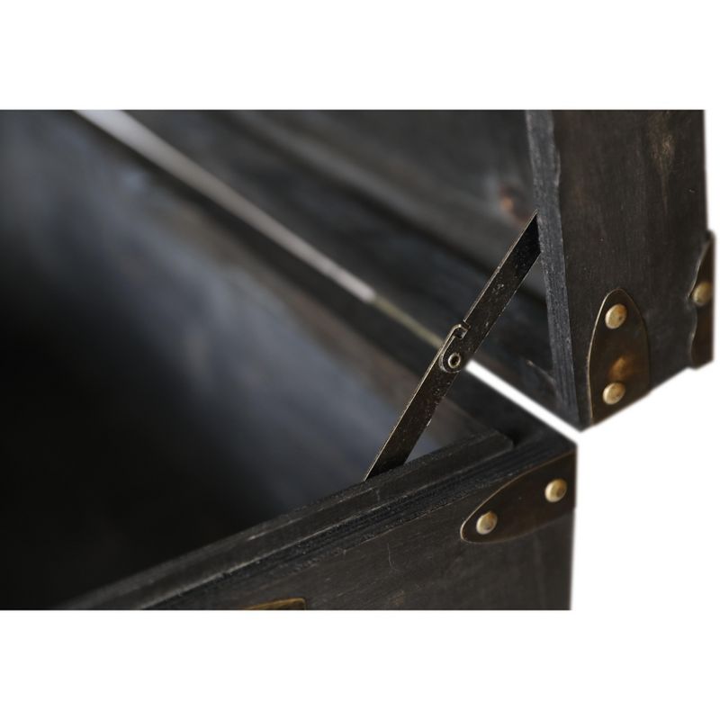 Vintiquewise Distressed Black Large Wooden Storage Trunk Coffee Table Set of 2