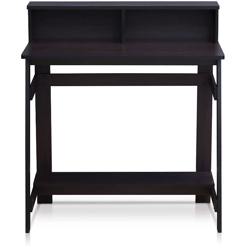 Furinno 14054DWN Simplistic Rectangle A Frame Free Standing Computer Monitor Rising Home Office Desk Table Work Station w/ Bottom Storage, Dark Walnut