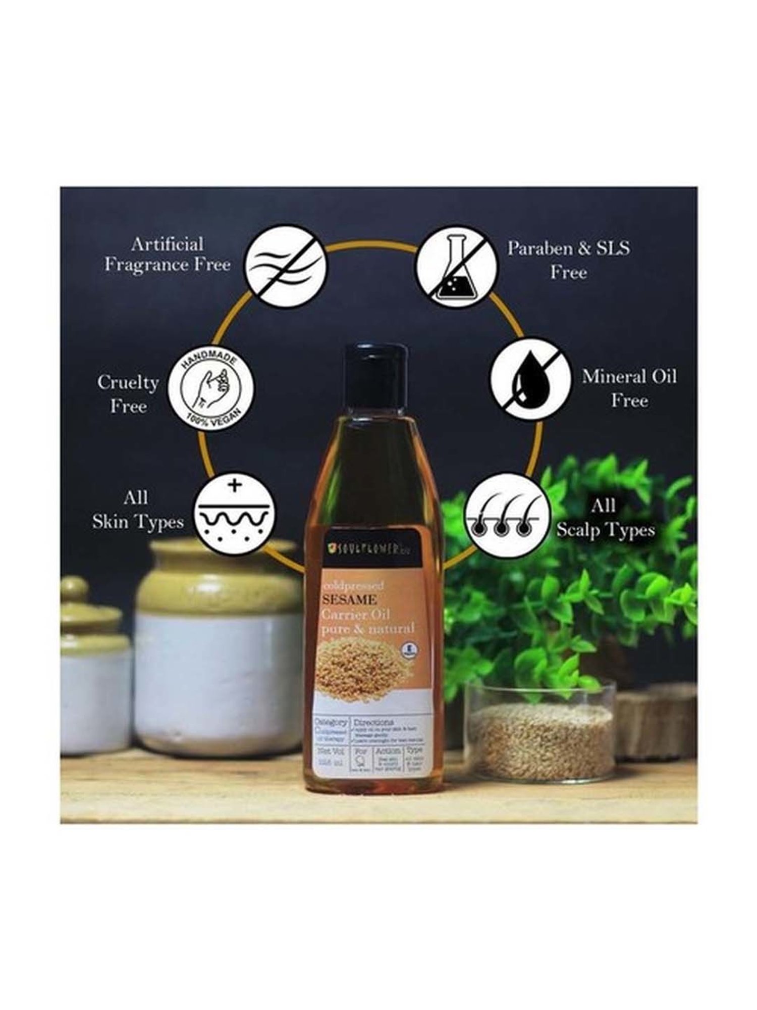Soulflower Coldpressed Sesame Carrier Oil - 225 ml