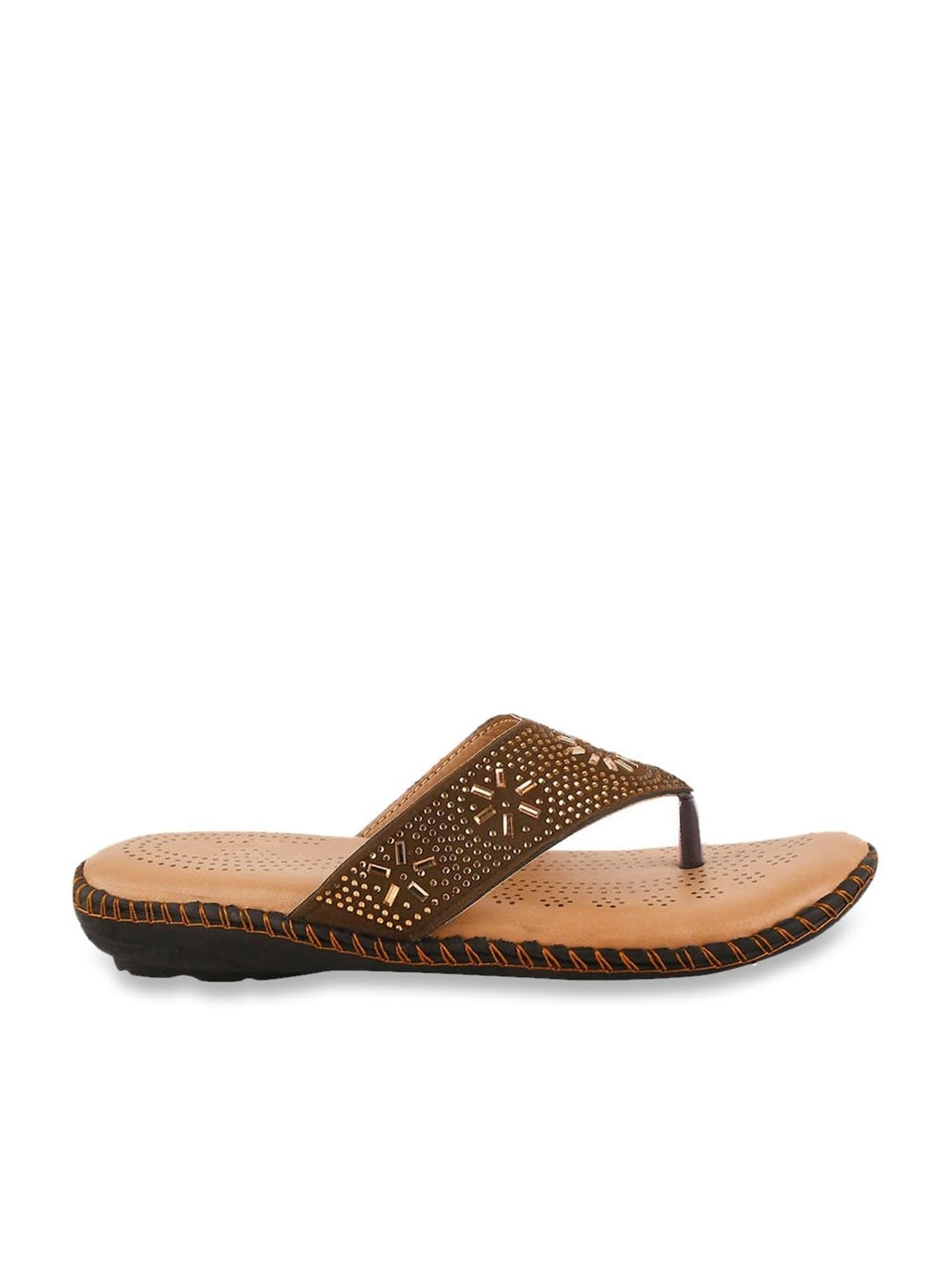 The White Pole Women's Dark Brown Thong Sandals