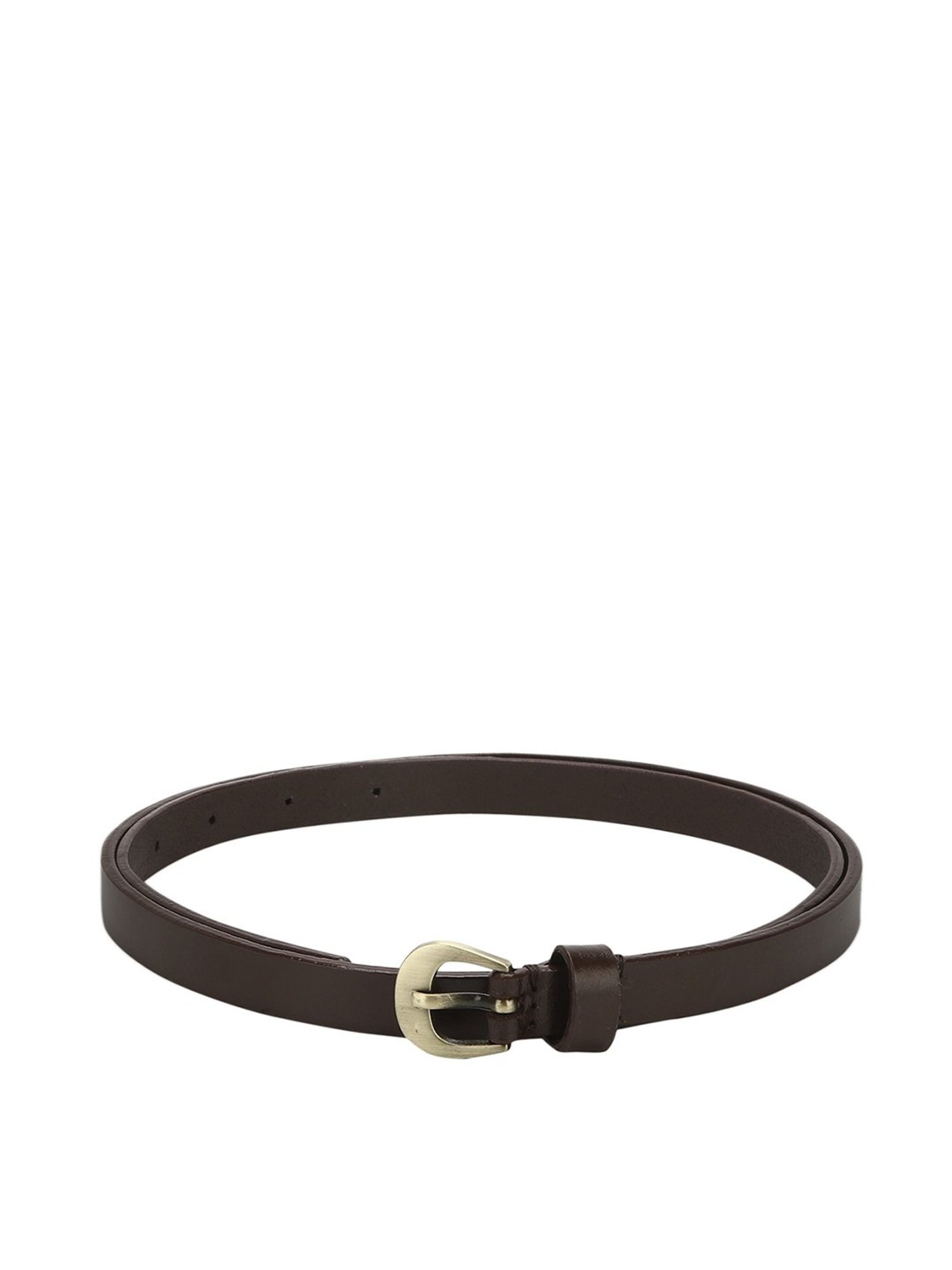 Aditi Wasan Brown Leather Narrow Belt for Women