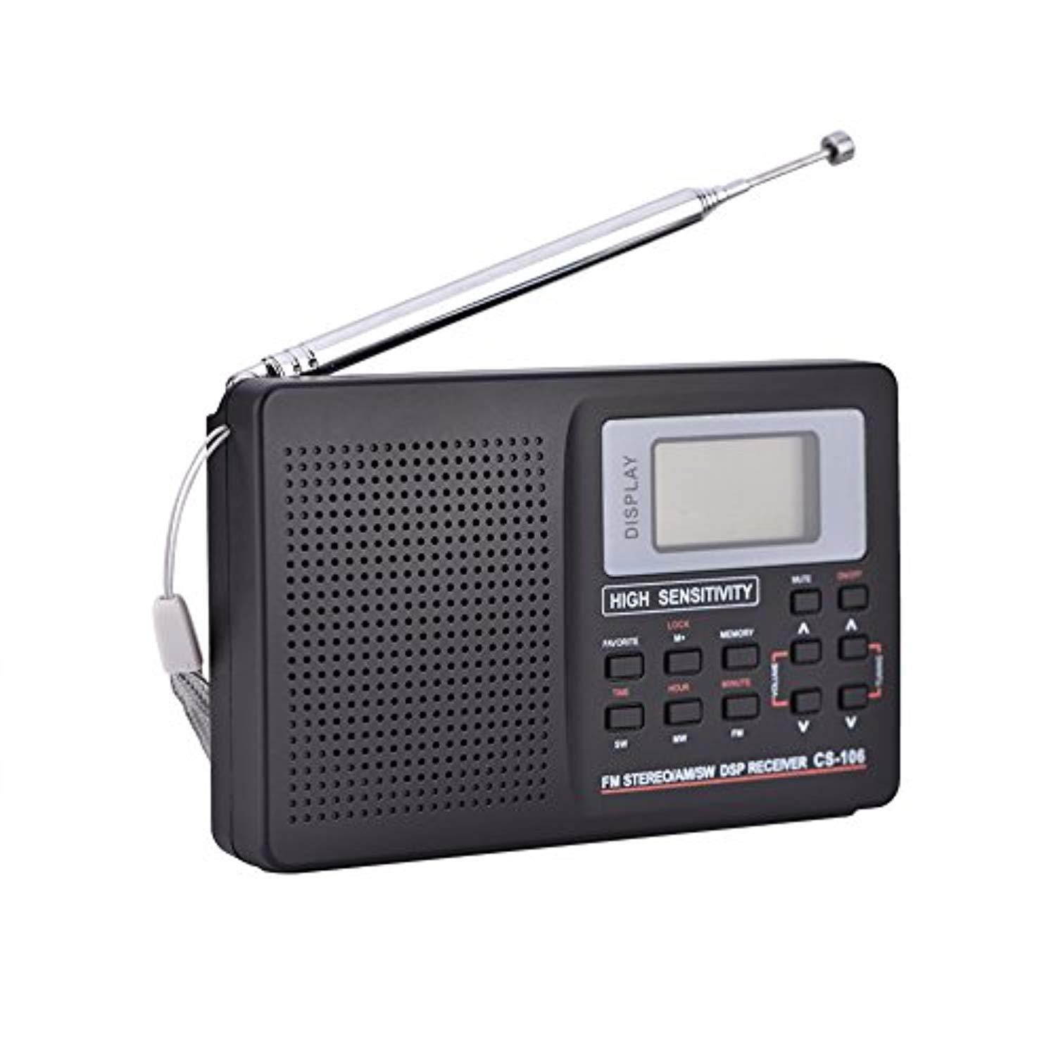 zerone am fm pocket radio portable sw/lw/tv sound full frequency receiver with clock and alarm (type 1)