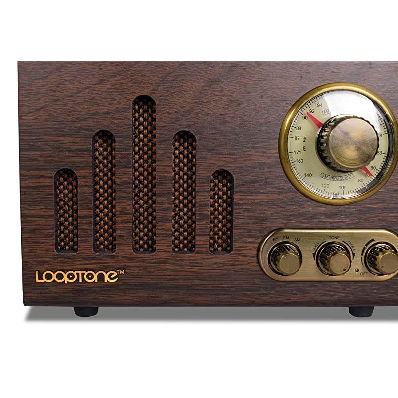 FM AM Radio Retro Wood Radio with Bluetooth Play Mp3 and Antenna Built in Speaker for Kitchen Living Room Office (Yellow)