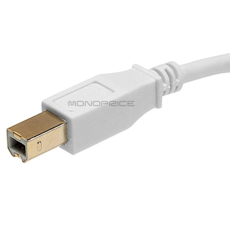 Monoprice USB 2.0 Cable - 3 Feet - White | USB Type-A Male to USB Type-B Male, 28/24AWG, Gold Plated
