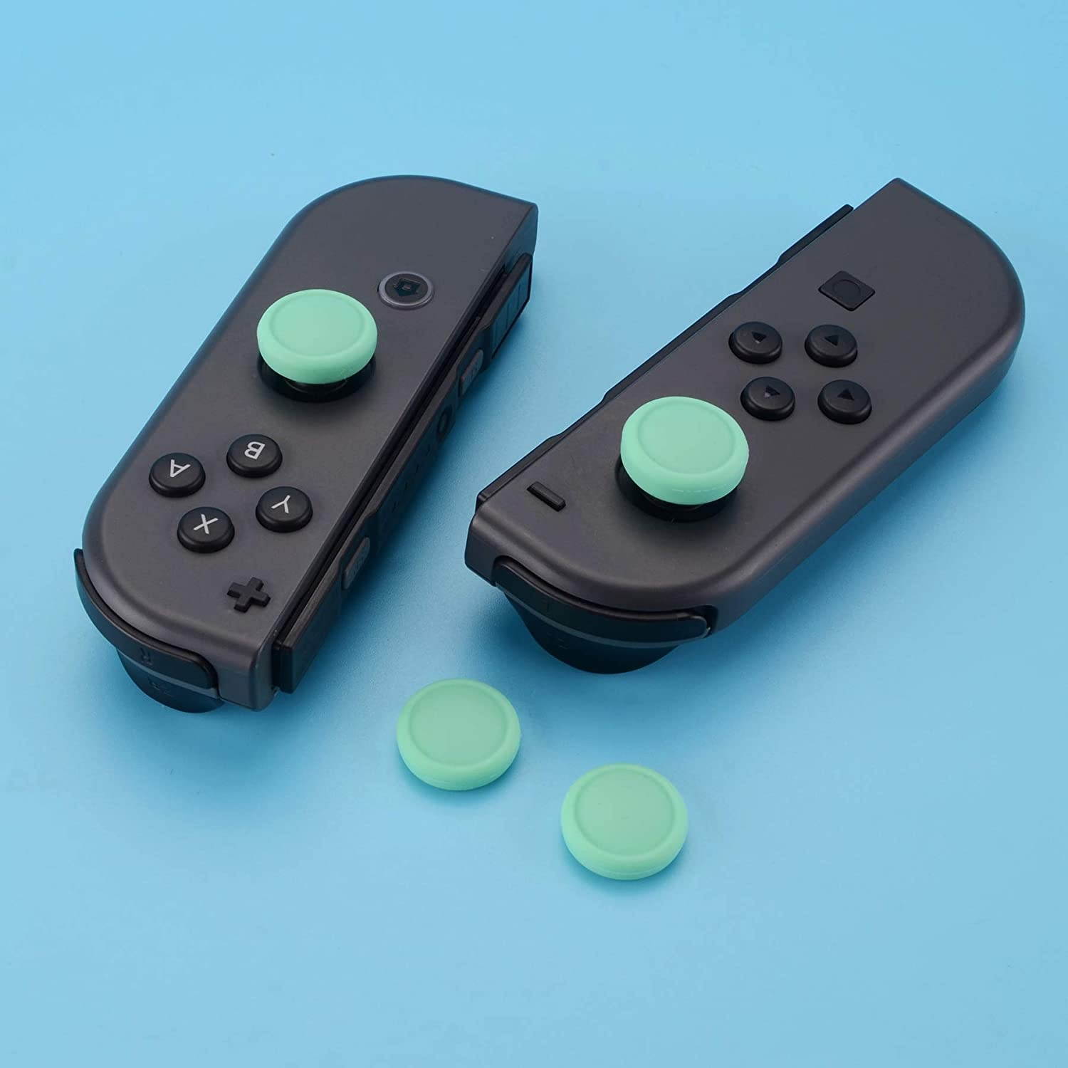 eXtremeRate PlayVital Switch Joystick Caps, Switch Lite Thumb Stick Caps, Silicone Analog Cover Thumb Grip Rocker Caps for Nintendo Switch Joy-Con Controller & Switch Lite, 4 Pcs Mint Green