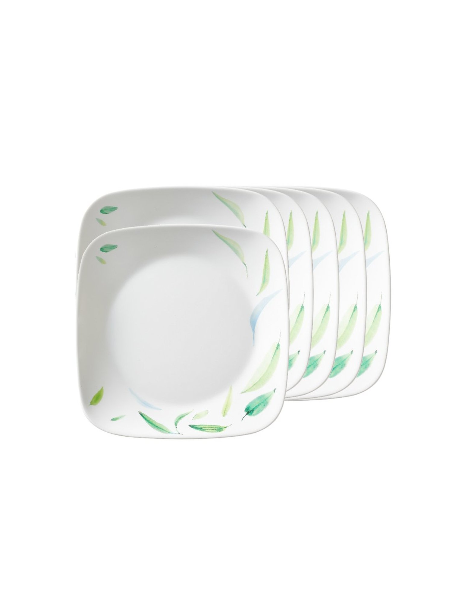 Corelle Asia Dancing Leaves 22.9cm Square Round Medium Plate Pack of 6