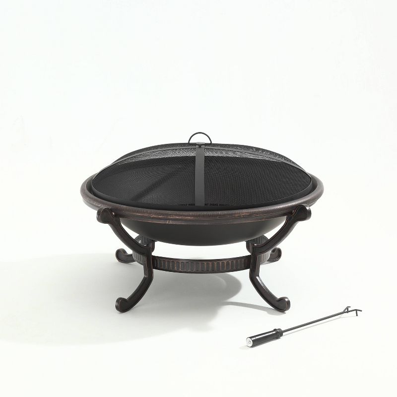 DeckMate 30371 Avondale Outdoor Backyard Patio Portable Steel Fire Bowl Fire Pit, Antiqued Copper Finish