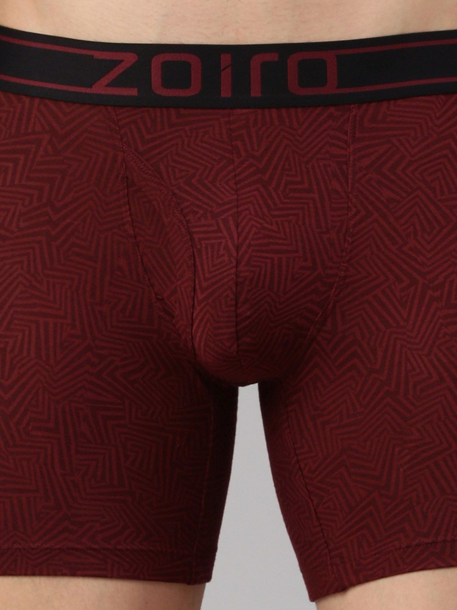 Zoiro Qube Maroon Regular Fit Printed Trunks