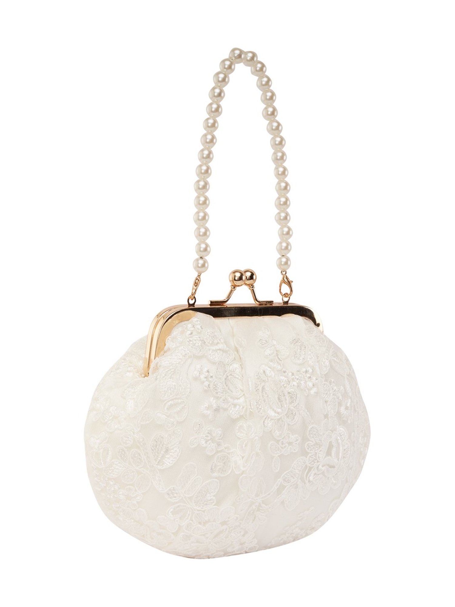 Lino Perros White Textured Medium Clutch