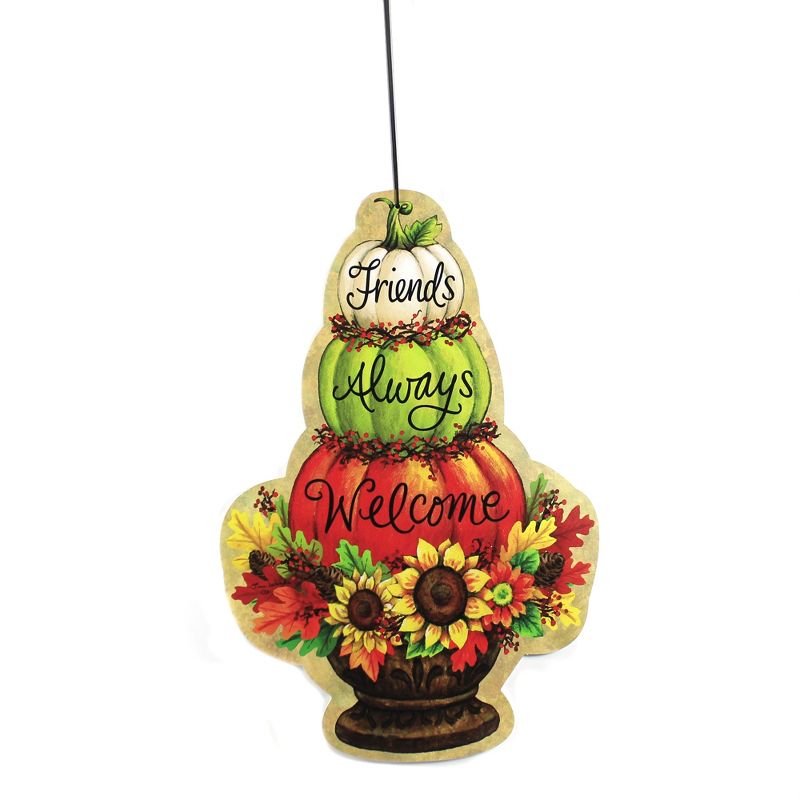 Home & Garden 17.25" Pumpkin Topiary Hang Around Autumn Flowers Custom Decor  -  Decorative Door Danglers