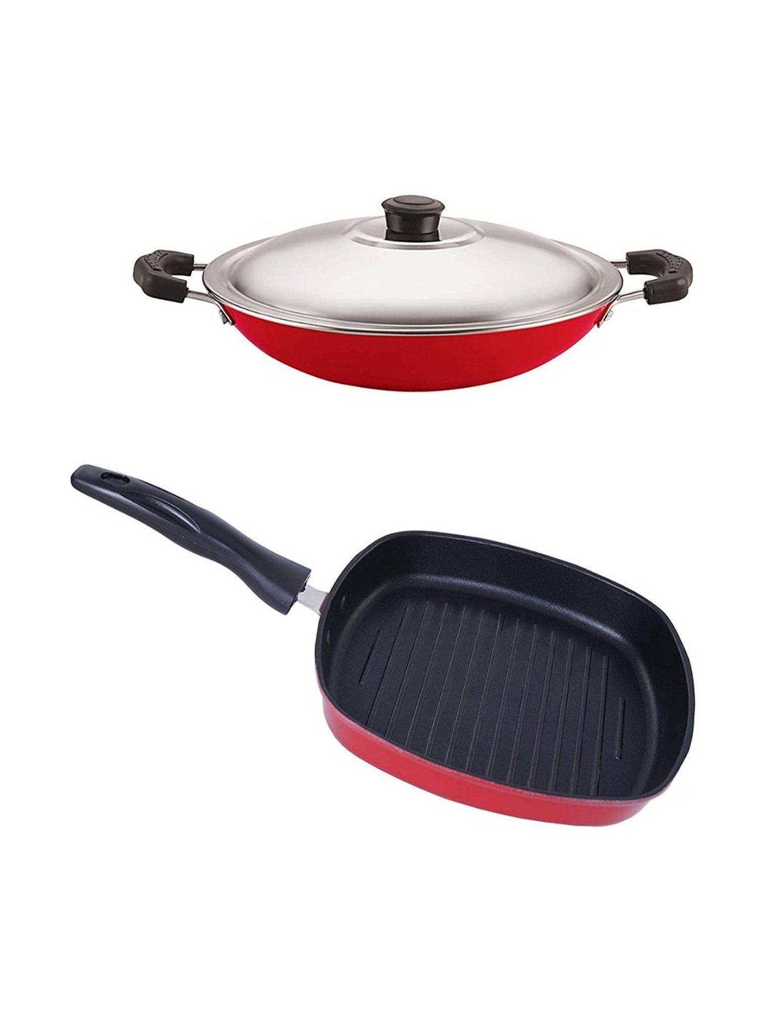 Nirlon Red Aluminium Non-Stick Cookware Set of 2