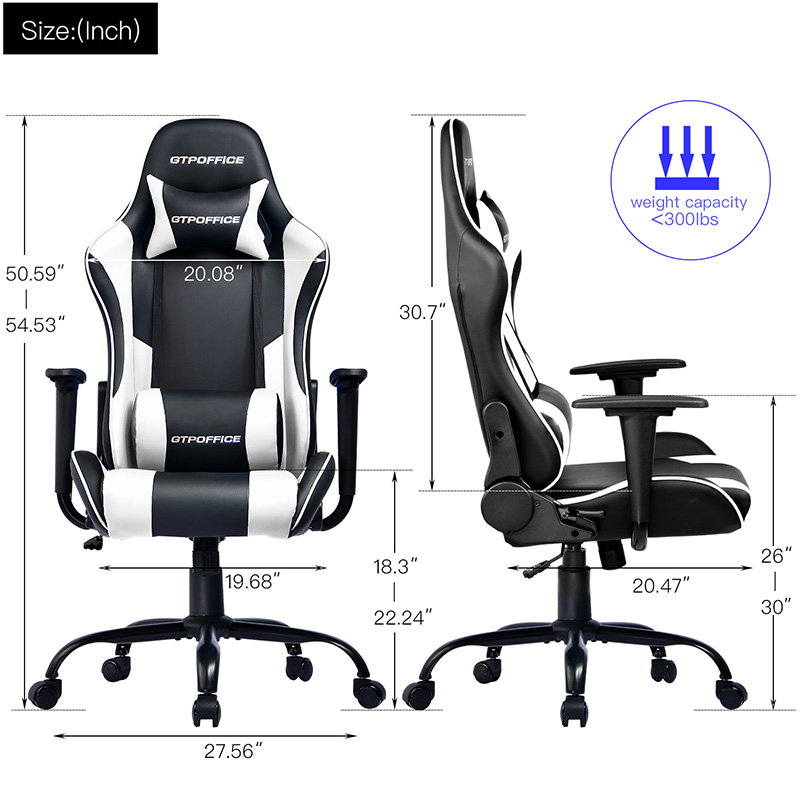 GTRACING Gaming Chair Massage Office Computer GTPOFFICE Series Racing Chair for Adult Reclining Adjustable Swivel Leather Chair High Back Desk Chair Headrest and Massage Lumbar Support Cushion