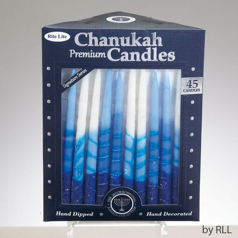 Rite Lite 45ct Premium Hand Dipped Chanukah Candles 5" - Blue/White