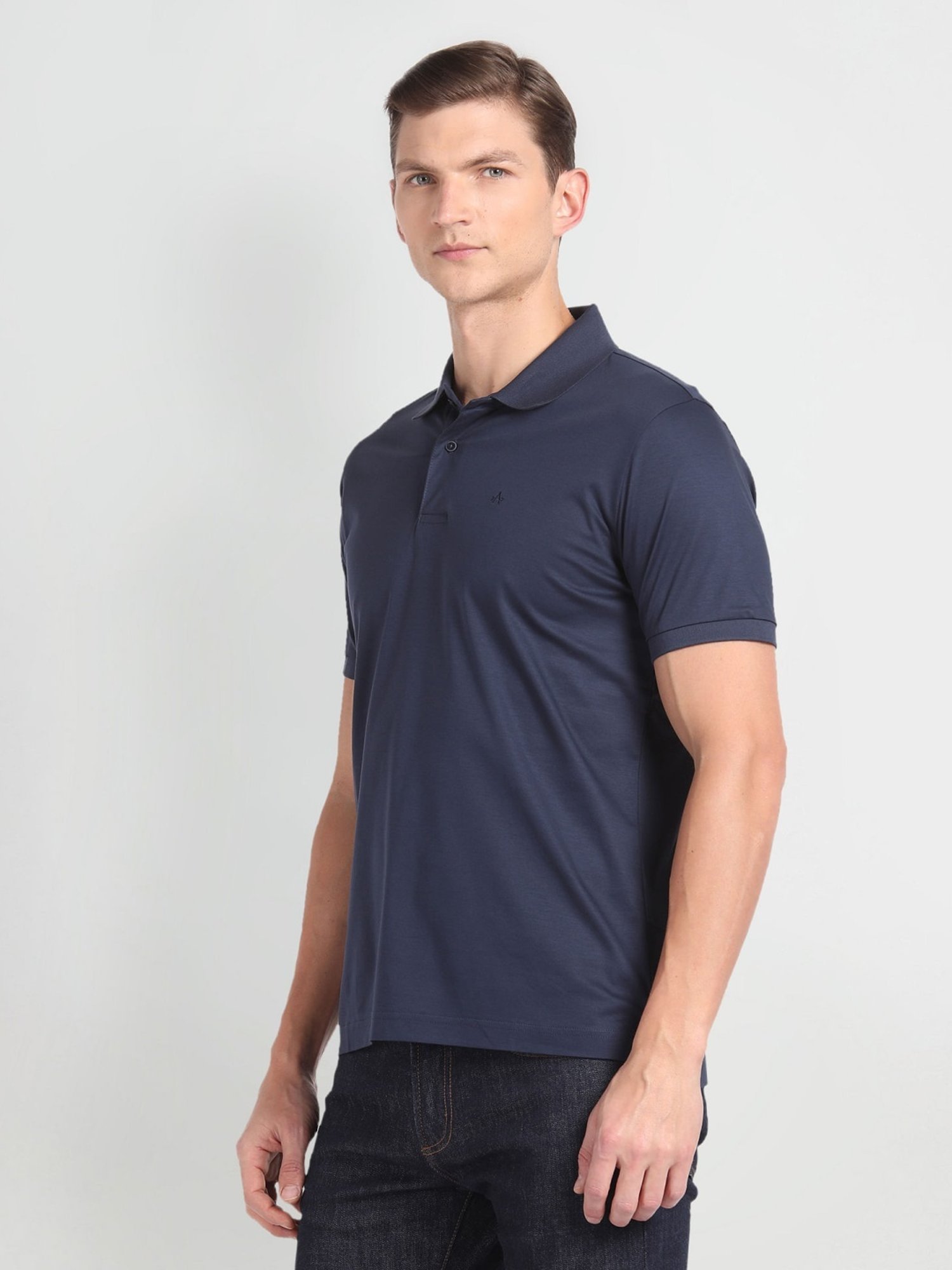 Arrow Blue Cotton Regular Fit Polo T-Shirt