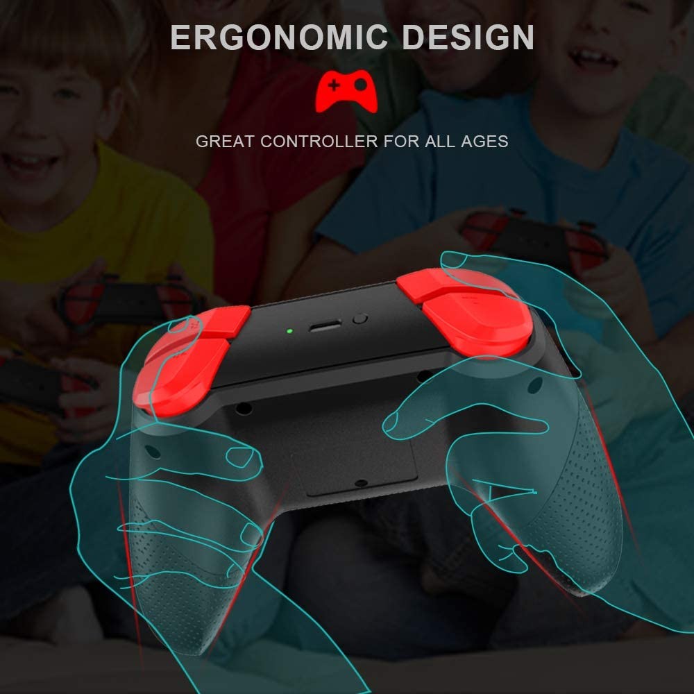 GAMING Wireless Pro Controller for Nintendo Switch/Switch Lite with Wake Up, NFC, Turbo, Gyro Axis, Dual Shock (Black Rad)