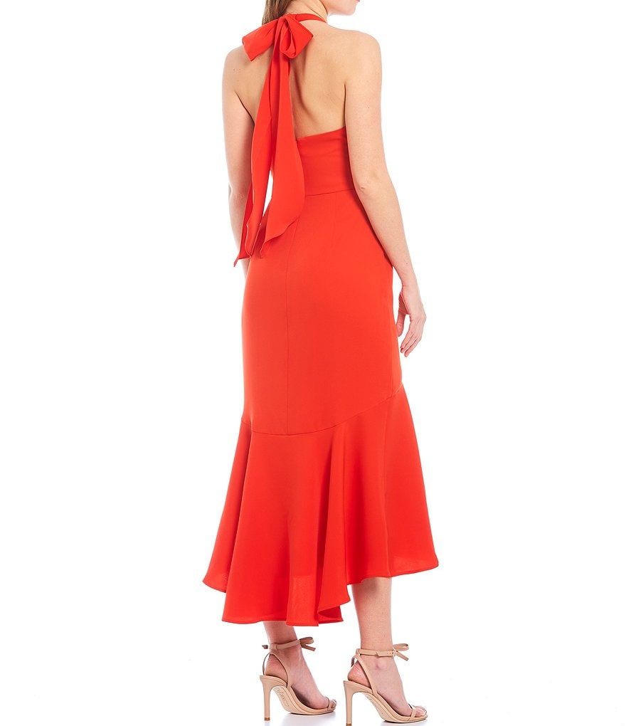 Belle Badgley Mischka Halter Neck Vanesse Hi-Low Sleeveless Dress