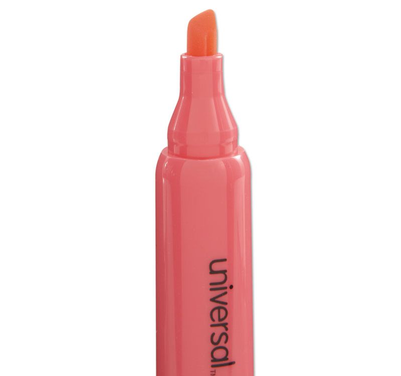 UNIVERSAL Desk Highlighter Chisel Tip Fluorescent Pink Dozen 08865