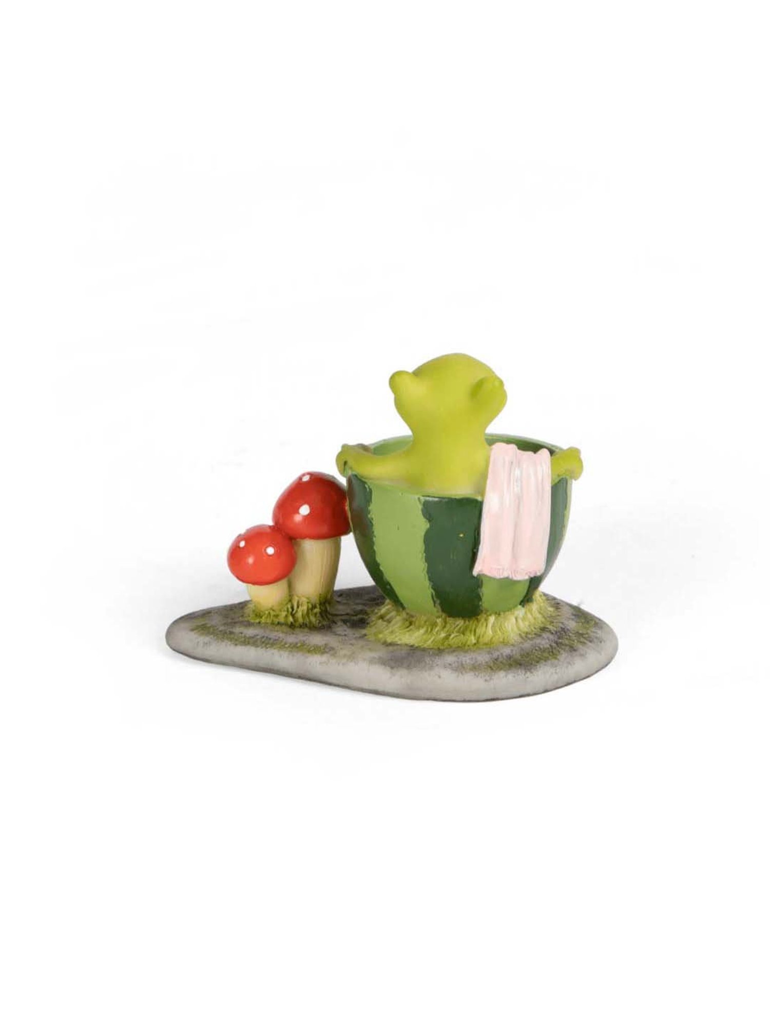 Home4U Multicolor Polyresin 4 cm Bathing Frog Showpiece - Set of 1