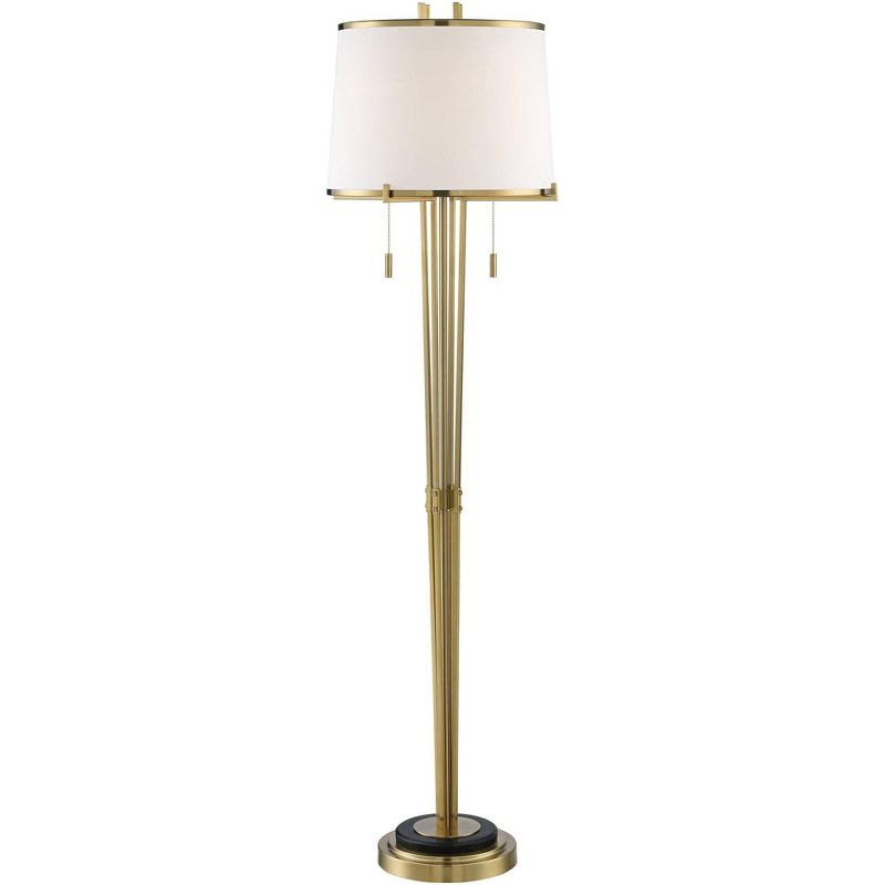 Possini Euro Design Palisade Satin Brass and Marble Modern Luxe Floor Lamp