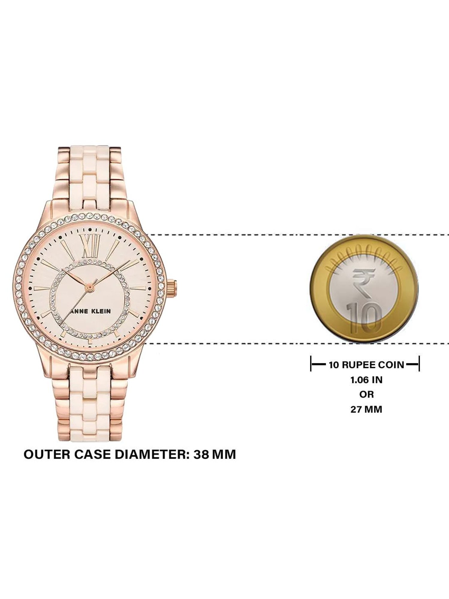 Anne Klein NCAK3672LPRG Ceramics Analog Watch for Women