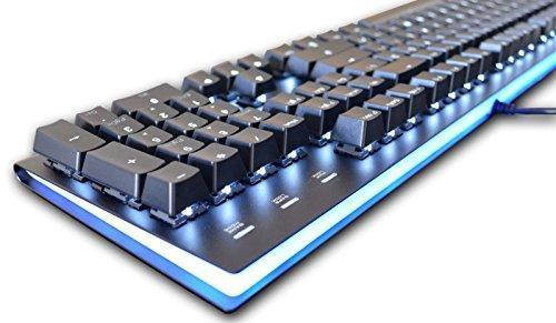 MK Fission RGB Acrylic White LED Backlit Mechanical Keyboard - Black Keycaps, Brown Cherry MX Switches