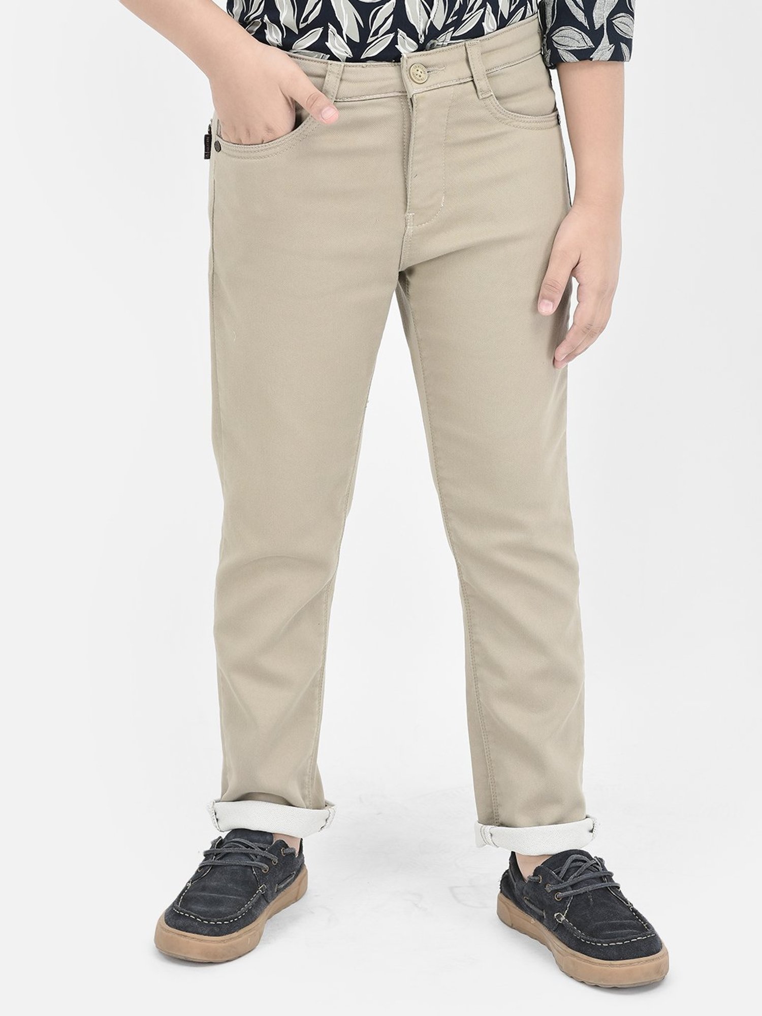 Crimsoune Club Boys Khaki Solid Trousers