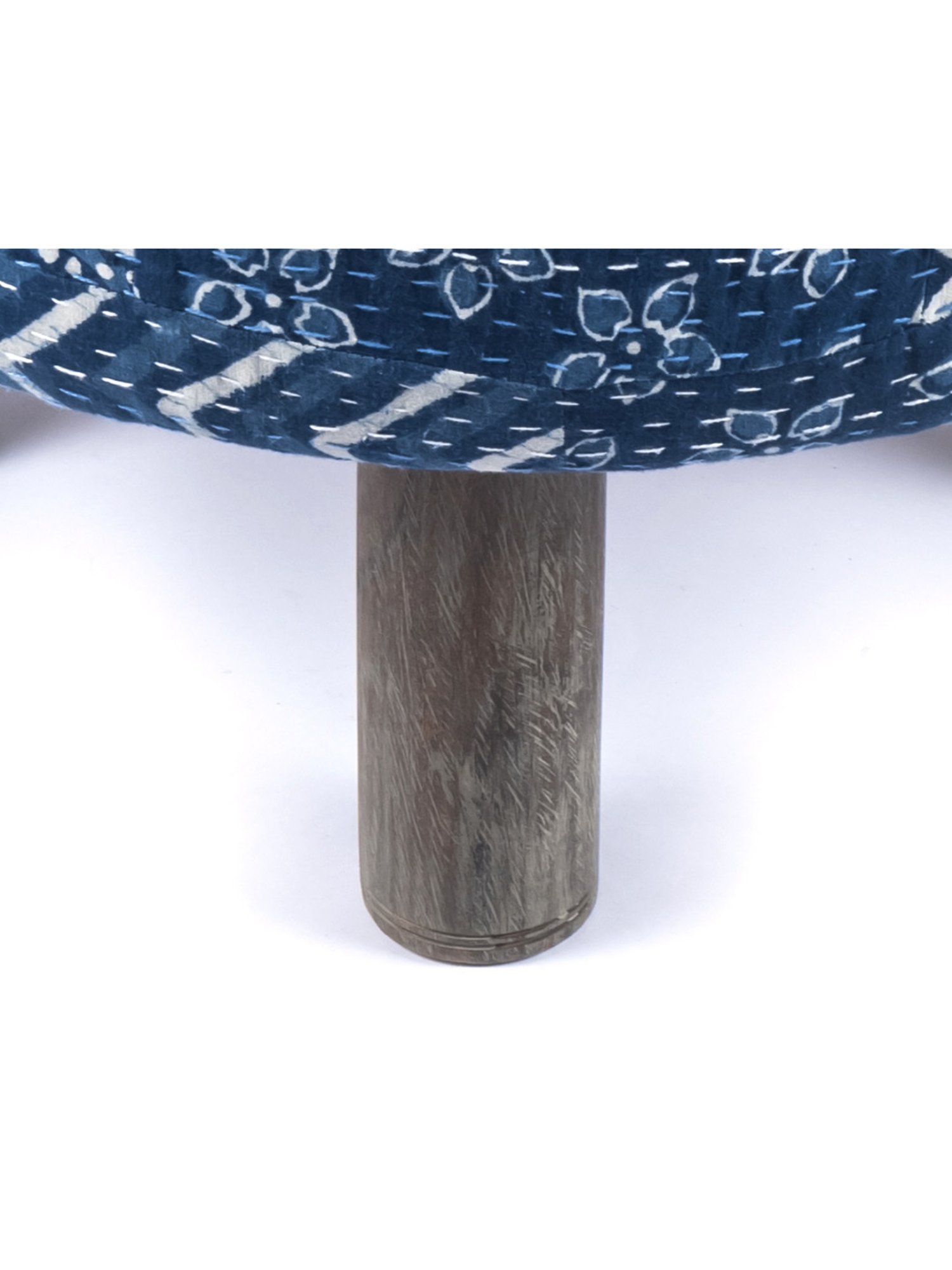 Ikiriya Morgan Printed Blue Wood Ottoman