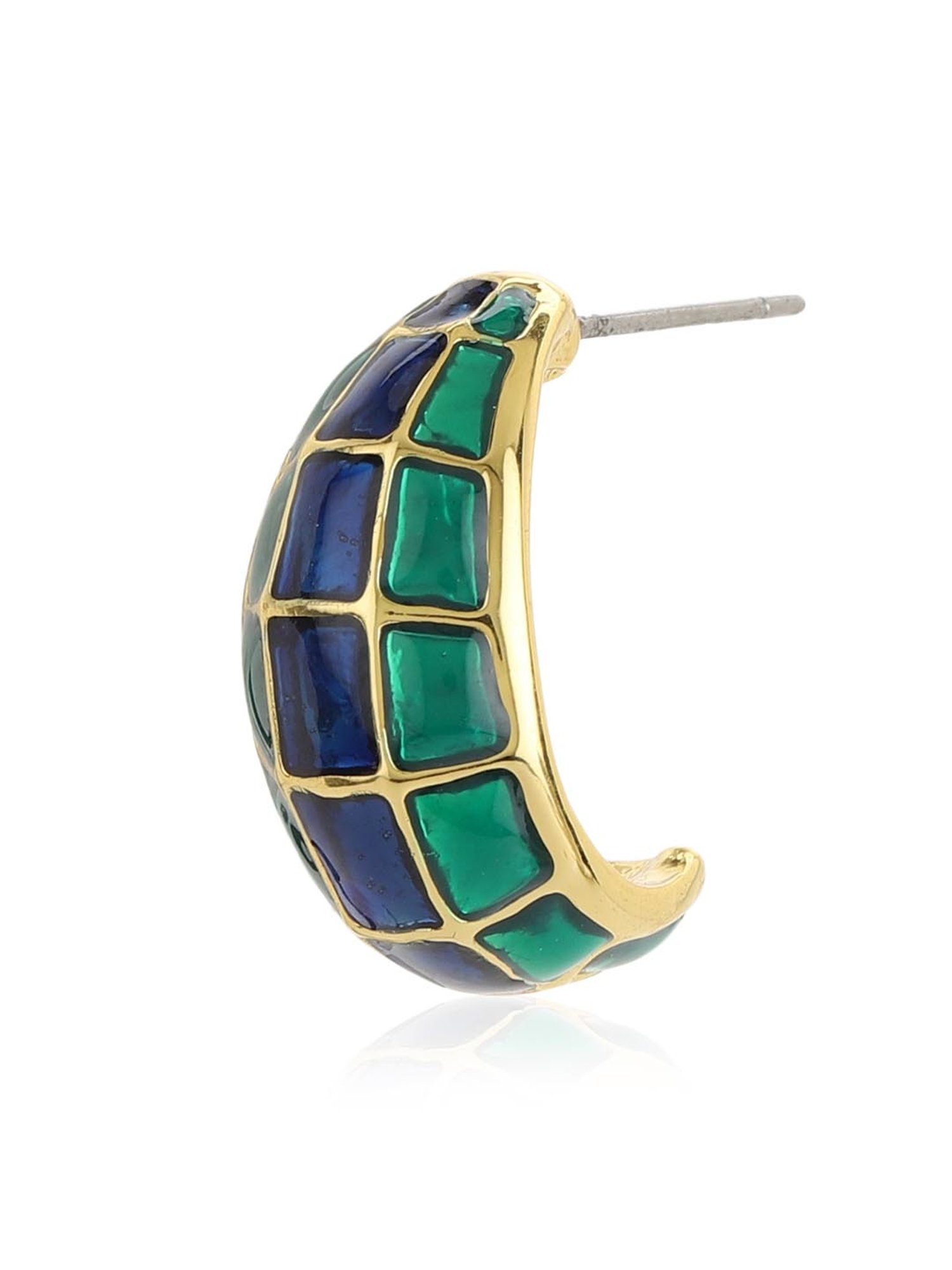 Estele Gold-Plated Hoop Earrings with Blue & Green Enamel for Women