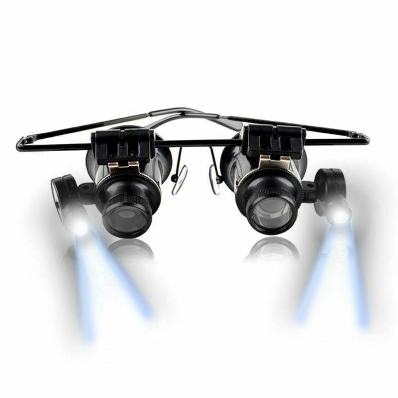 20x Magnifying Eye Magnifier Glasses Loupe Lens Jeweler Watch Repair LED Light
