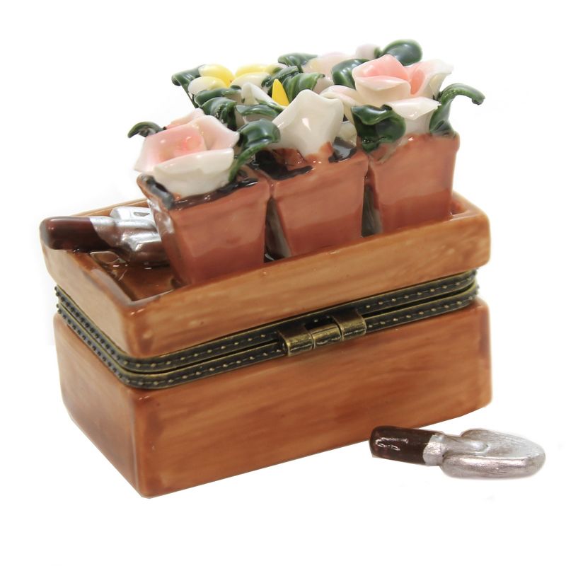 Hinged Trinket Box 2.5" Wild Flower Plantation Spring Growing Planting  -  Decorative Figurines