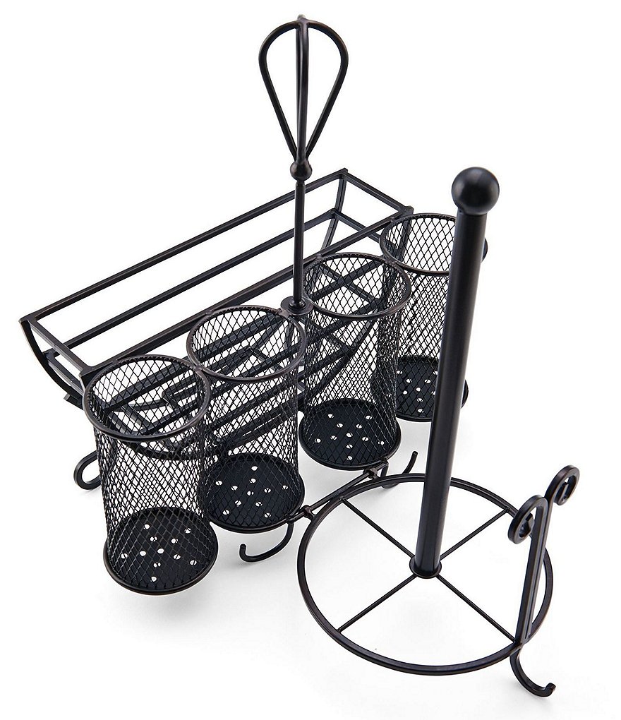 Gourmet Basics by Mikasa Avilla Picnic Plate Napkin and Flatware Storage Caddy with Paper Towel Holder