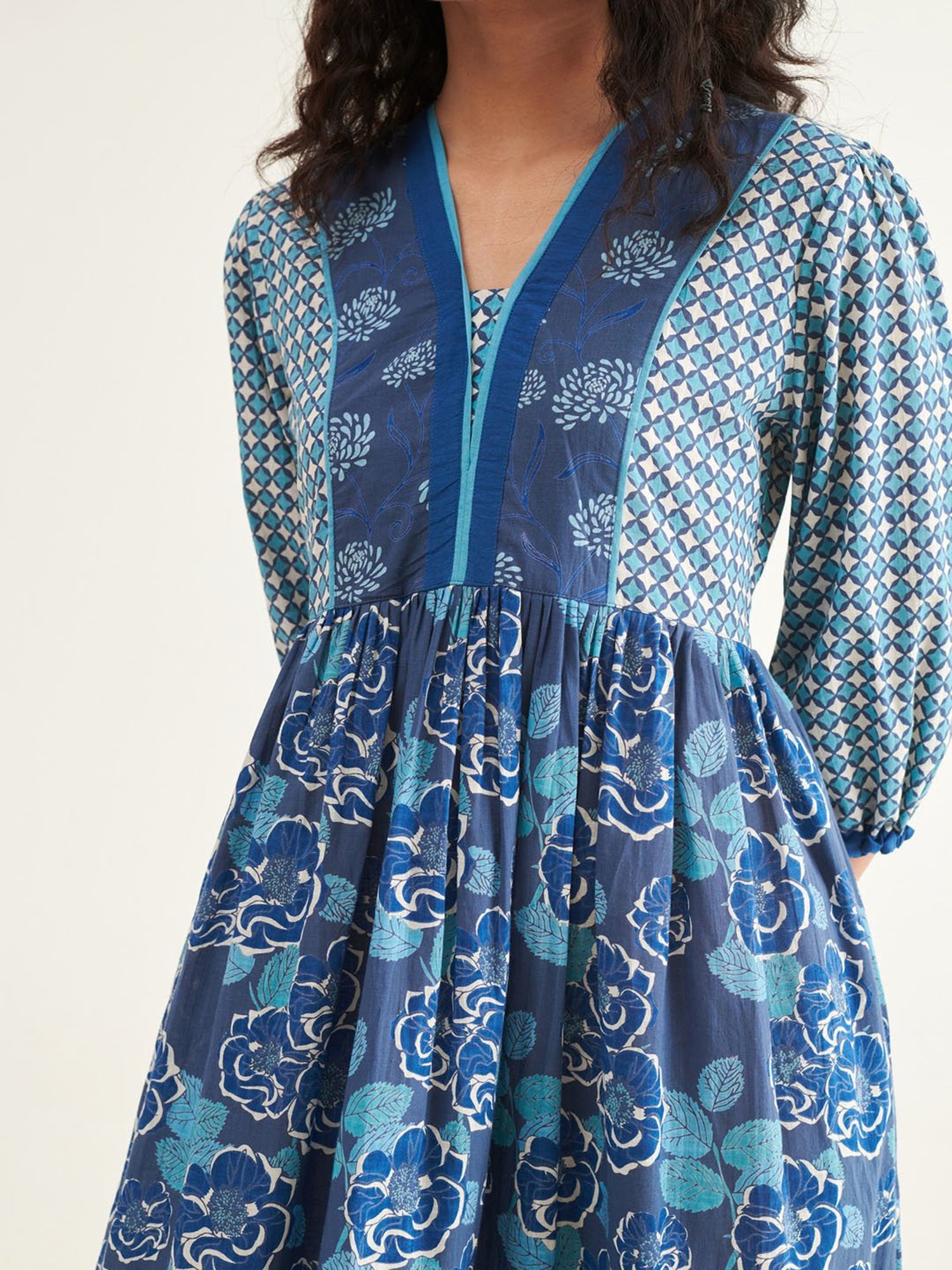 Prakriti Jaipur Indigo Floral Midi Dress