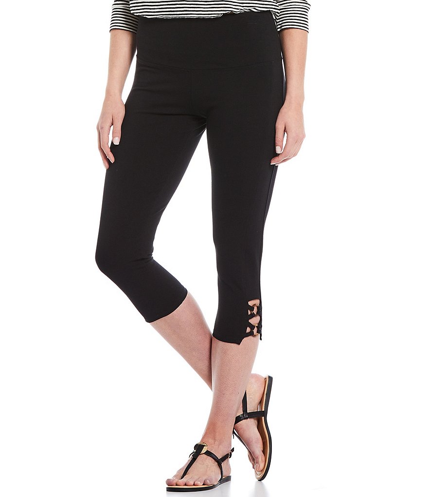 Intro Tortoise Ring Hem Detail Pull-On Capri Leggings