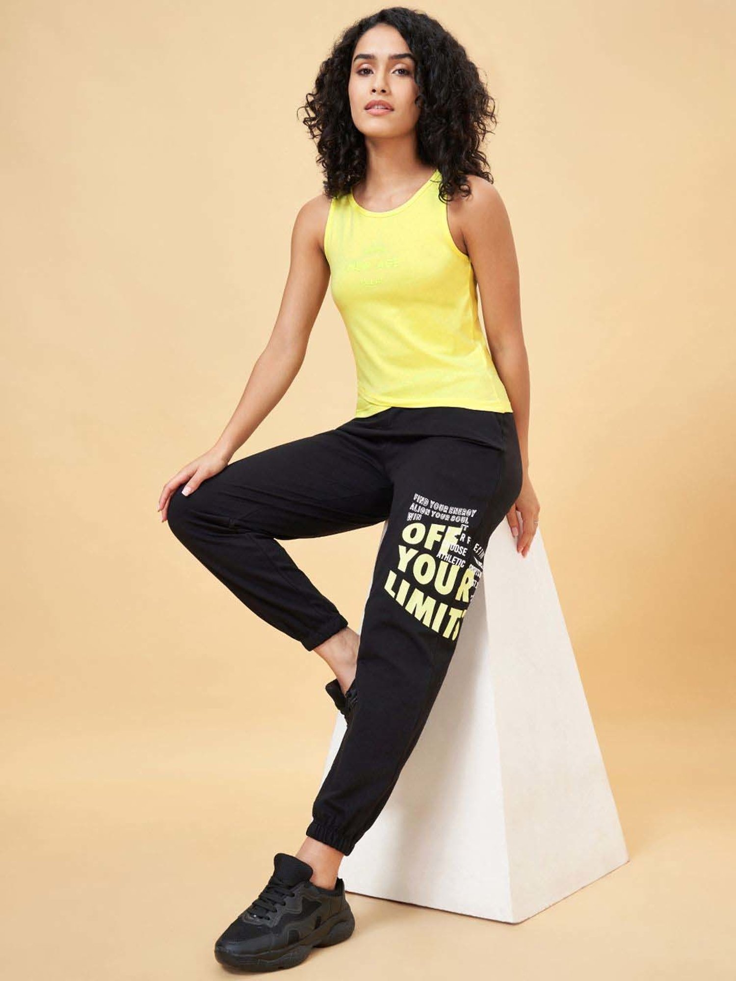 Ajile by Pantaloons Yellow Cotton Printed Tank Top