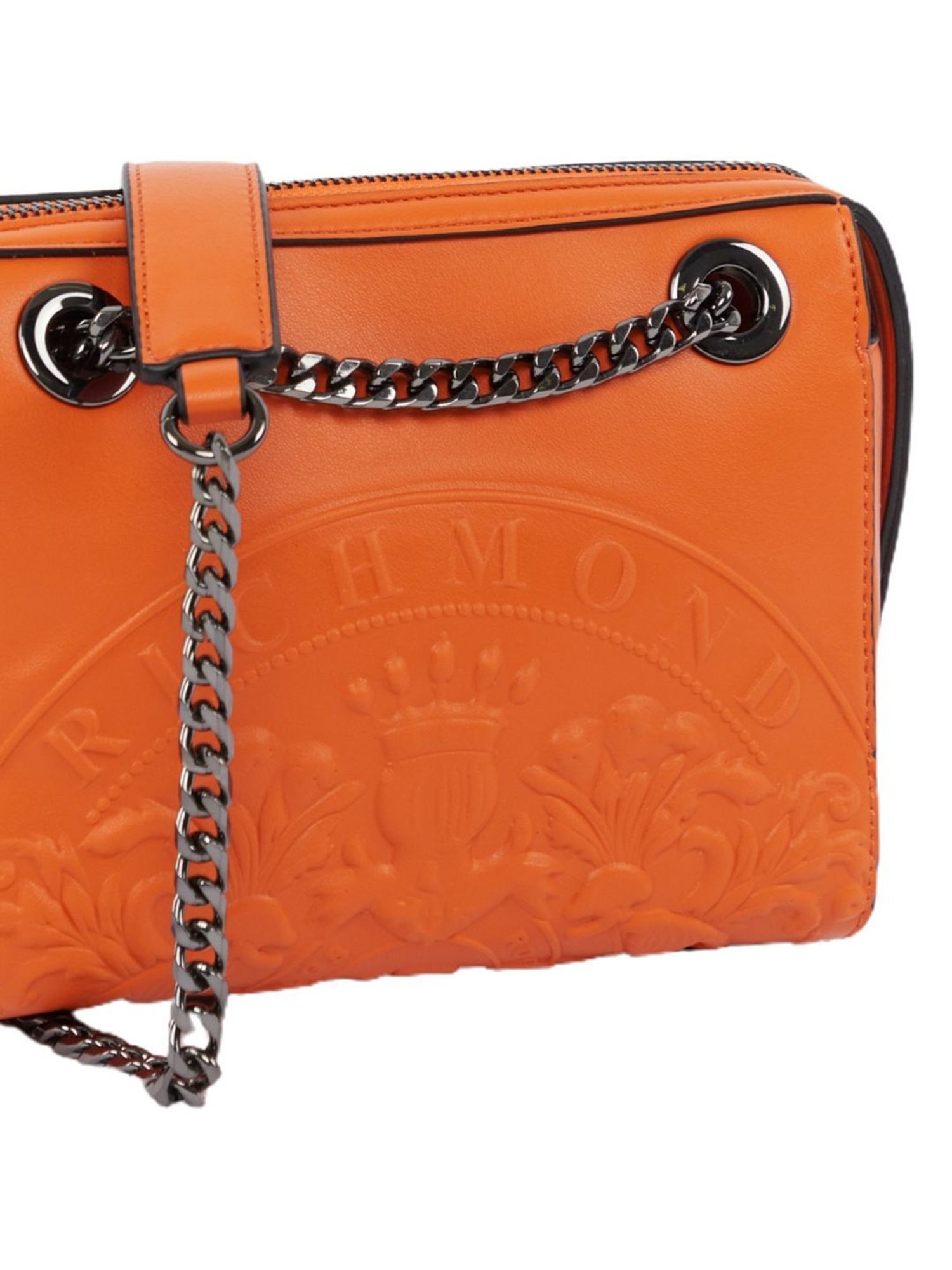John Richmond Orange Tenorm Textured Small Shoulder Bag