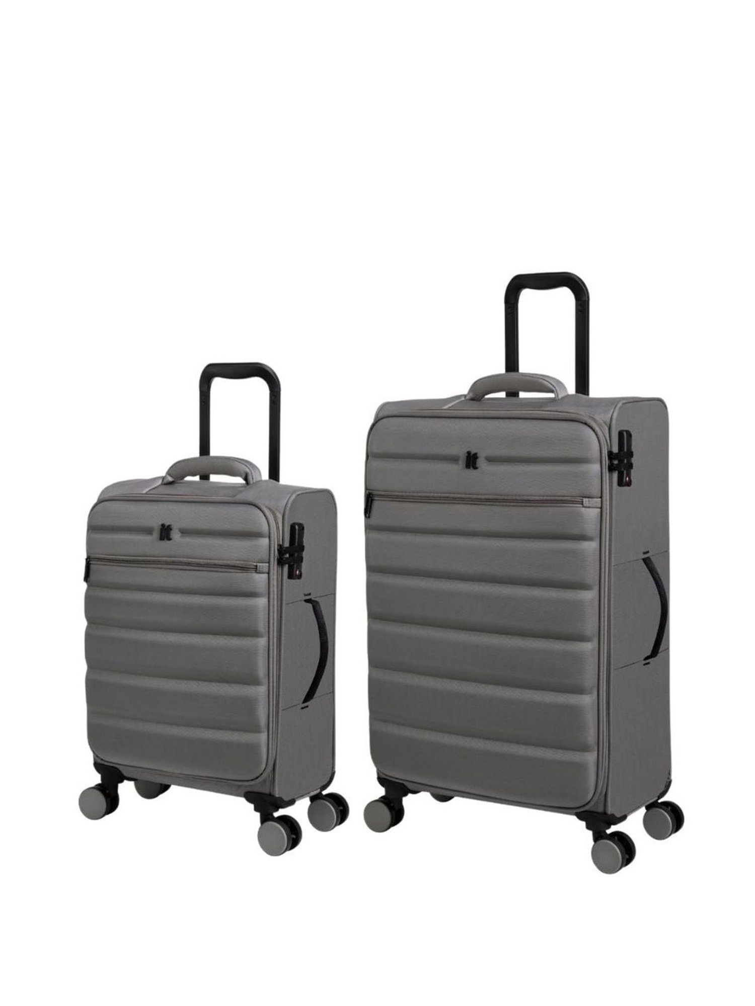 it luggage Census Grey Combo-Medium & Cabin 28 & 20 inches Soft Case Luggage Trolley with TSA Lock