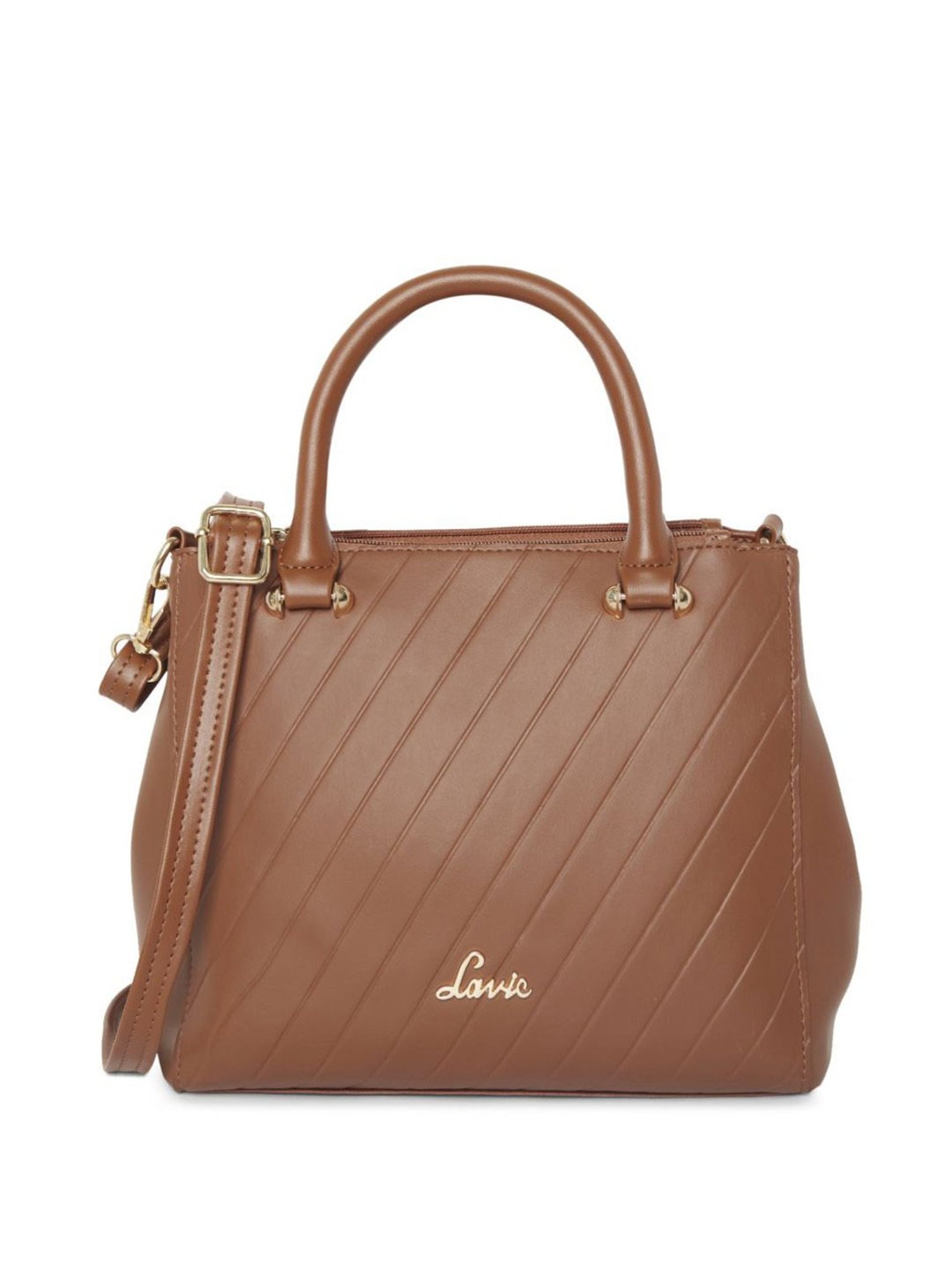Lavie Embomnia Tan Synthetic Textured Handbag