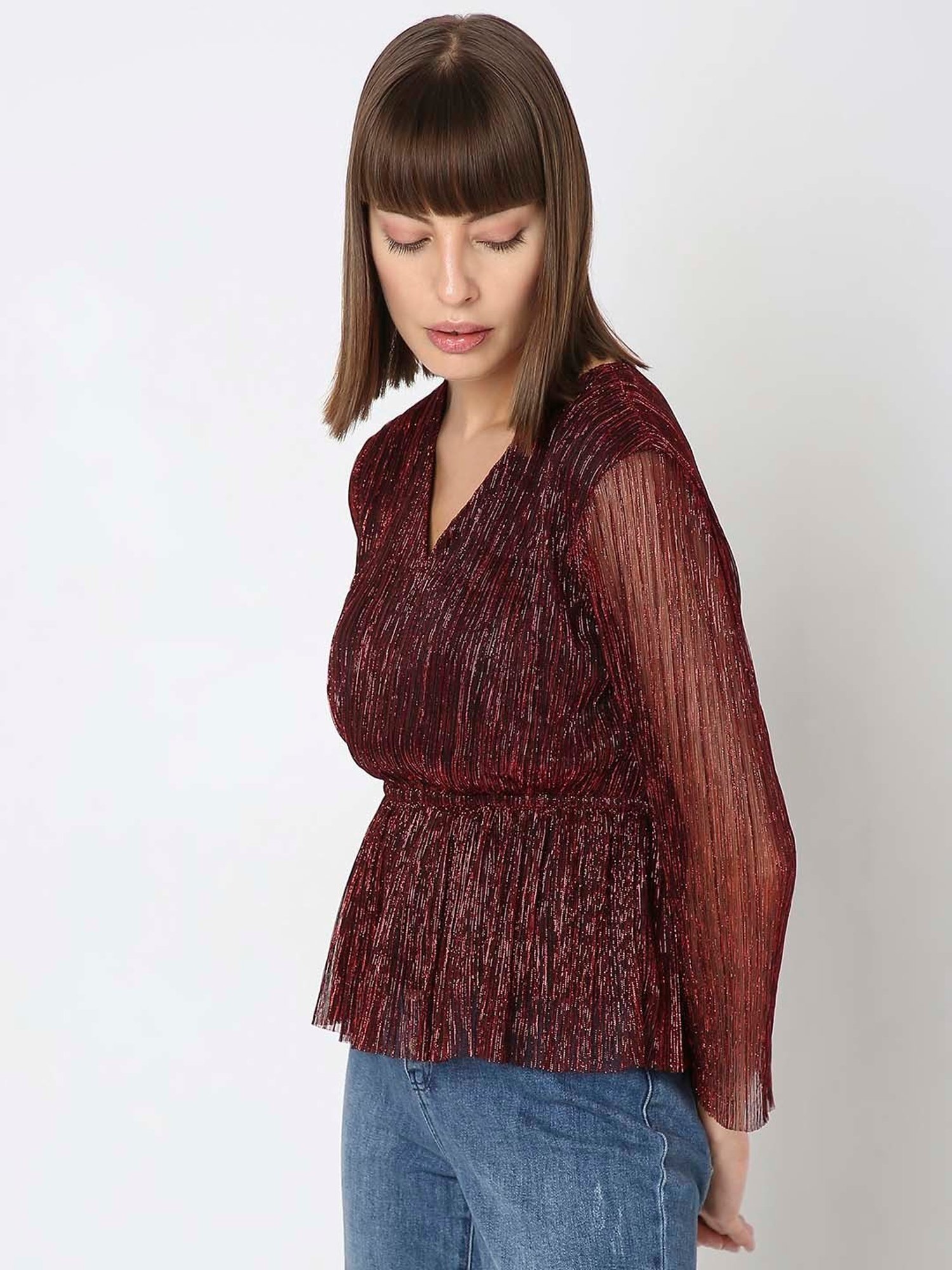 Vero Moda Maroon Regular Fit Top