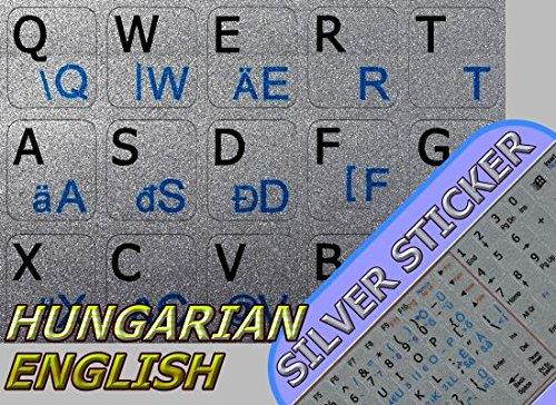 HUNGARIAN - ENGLISH NOTEBOOK NON-TRANSPARENT SILVER KEYBOARD STICKERS