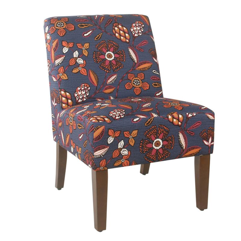 Armless Accent Chair Blue/Pink Floral - HomePop