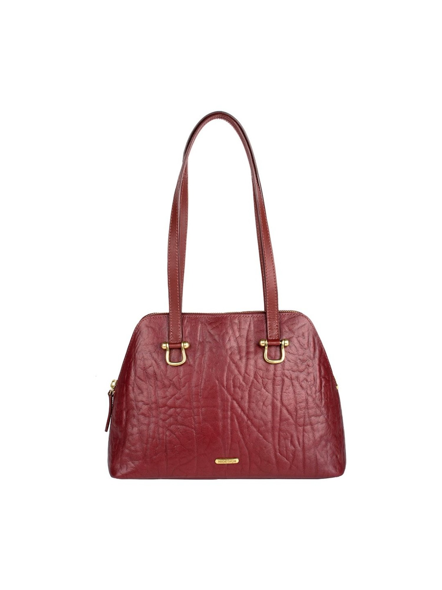 Hidesign Red Solid Medium Shoulder Handbag