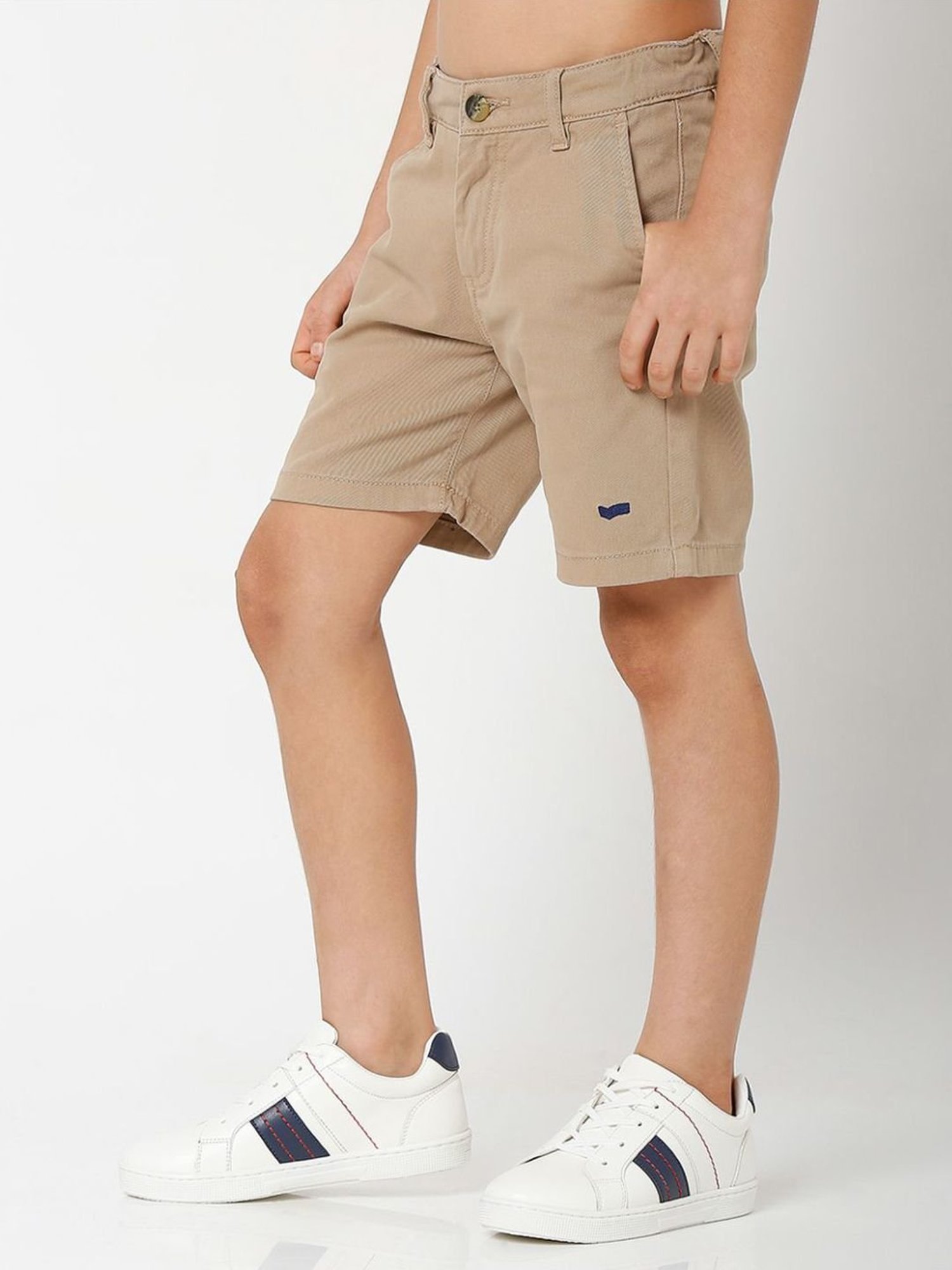 Gas Kids Beige Cotton Slim Fit Shorts