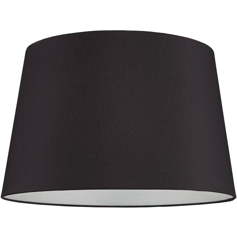 Springcrest Black Faux Silk Large Tapered Drum Lamp Shade 14" Top x 17" Bottom x 11" Slant x 11" High (Spider) Replacement with Harp and Finial
