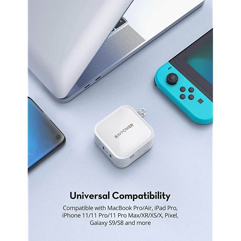 USB C Charger for MacBook Pro Air,  90W 2-Port Wall Charger PD 3.0 GaN Type C Fast Charging Adapter Compatible with iPad Pro, iPhone 12 Mini Pro Max, Galaxy S9 S8, Nintendo Switch and More