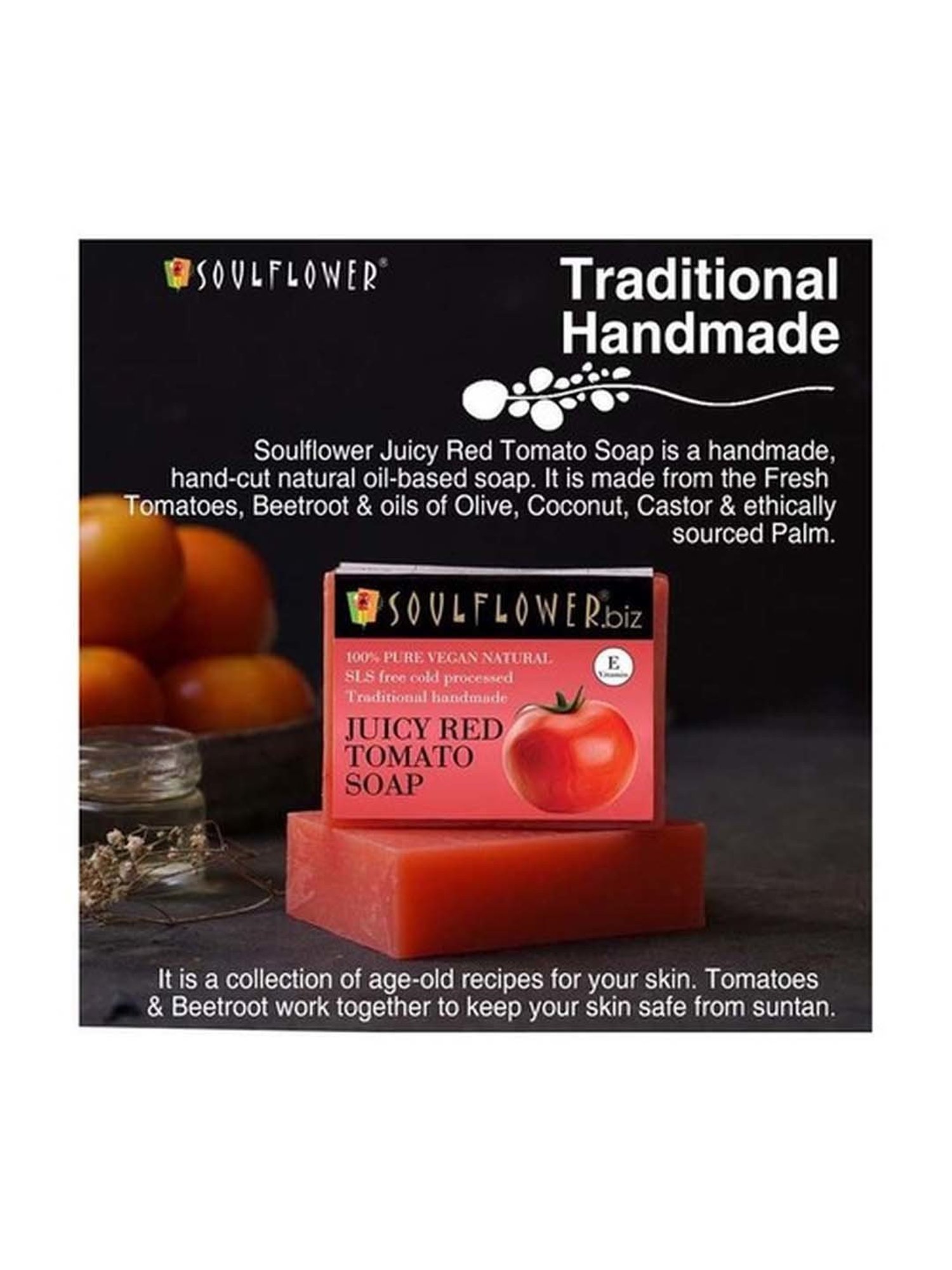 Soulflower Juciy Red Tomato Soap - 150 gm