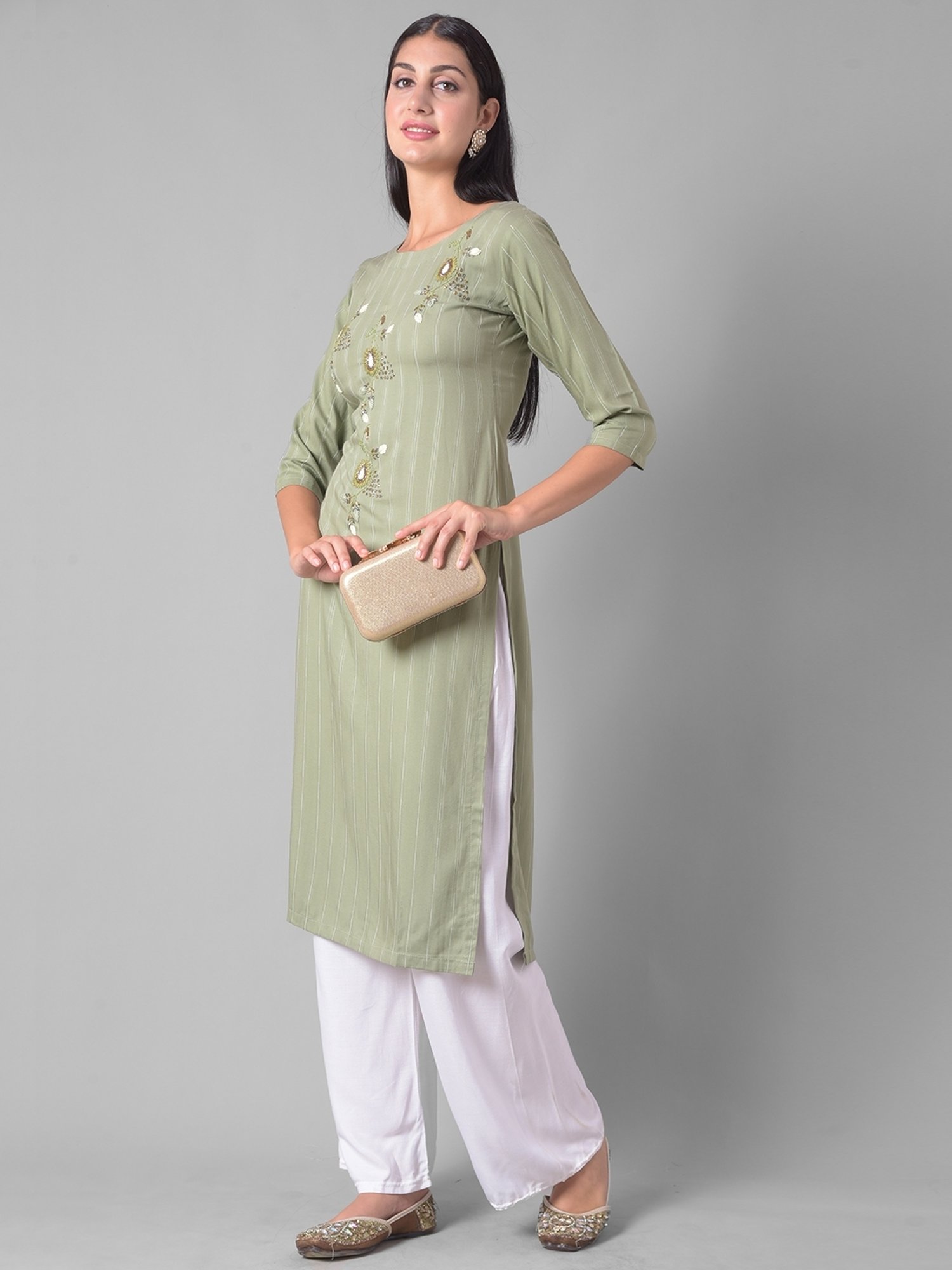 Dollar Missy Green Embroidered Straight Kurta
