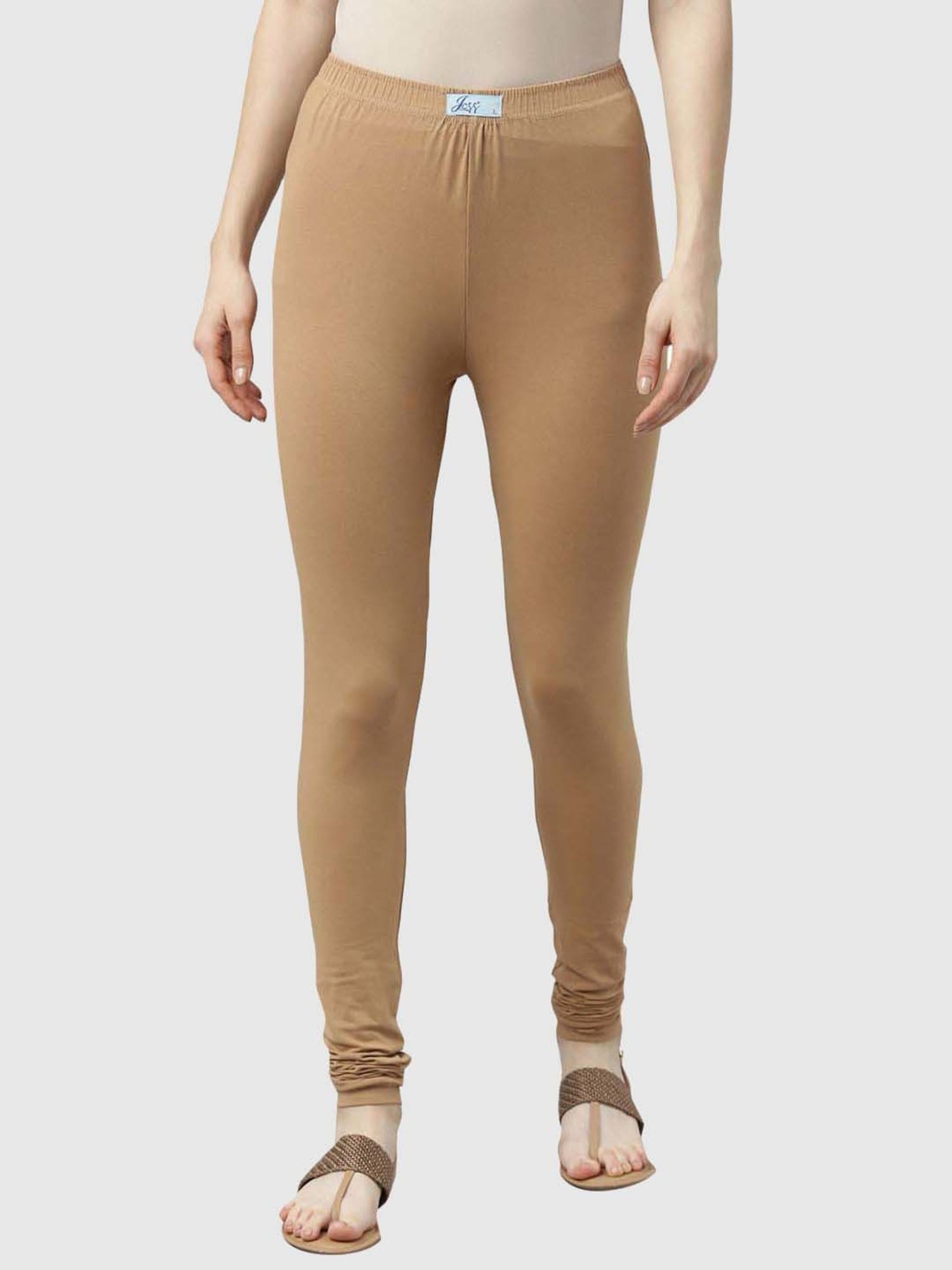 JCSS Beige & Orange Cotton Leggings - Pack Of 3